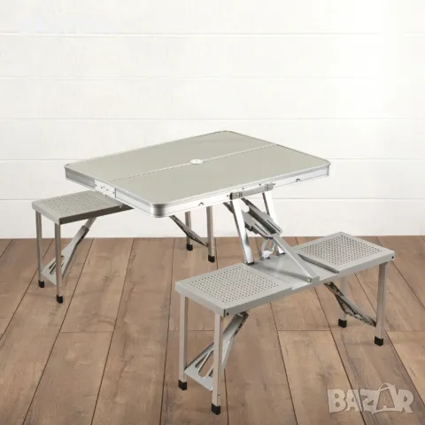 @ Нови от ВНОСИТЕЛ Алуминиева сгъваема маса с 4 стола за пикник ,85x67x67 см тип куфар, снимка 10 - Къмпинг мебели - 50102110