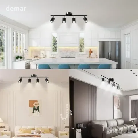 Таванен LED спот Lightbiz с 4 въртящи глави и 4 крушки GU10, снимка 5 - Лампи за таван - 55827425