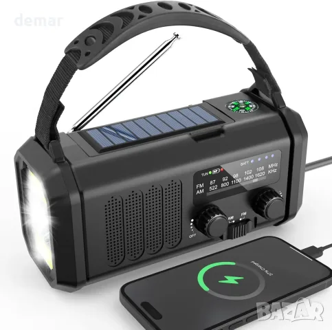 Immver радио със соларен панел, ръчна динамо и батерия 10 000 mAh