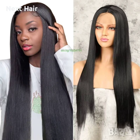 80 см Черна дантелена права перука лейс фронт с дантела 13*4*1