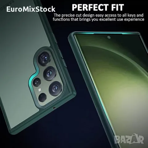 Матово зелен кейс за Samsung Galaxy S24 Ultra SEVNDE с твърд гръб и стойка за телефон, снимка 5 - Samsung - 55911371