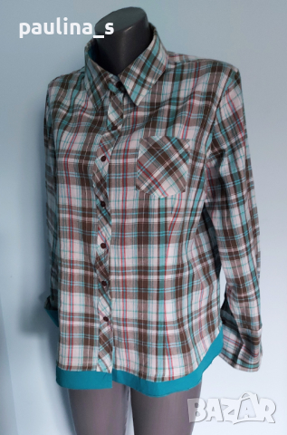 Два броя / Дамска памучна риза в каре / голям размер , снимка 4 - Ризи - 36505846
