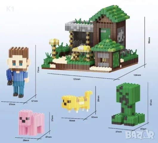 Конструктор Майнкрафт 1259 части, Minecraft 2 модела, Стийв/Steve , снимка 2 - Конструктори - 55748144