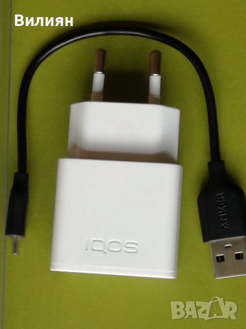 USB зарядно + Адаптор 220V за Електронна цигара  Iqos 2,4 plus, снимка 1 - Аксесоари за електронни цигари - 41136344