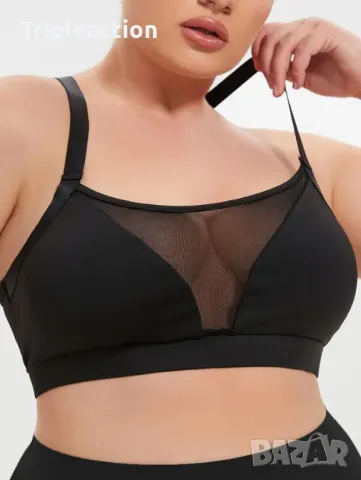 Дамски сутиен с мрежа, голям размер 4XL, Sports Bra, Stretchy Mesh Bra, Crisscross , снимка 4 - Бельо - 45631085