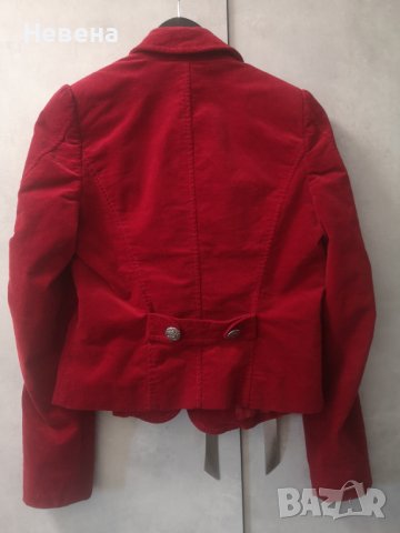 Червено Сако Есенно-Зимно Кадифе, снимка 2 - Сака - 42492447