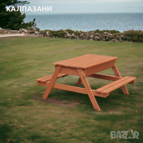 Градински Комплект GINGER HOME 2 в 1, Детска Маса за Пикник и Пясъчник, Игри на Открито, Дървен, 96х, снимка 6 - Други - 44670183
