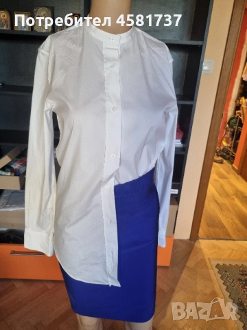 Снежнобяла вталена риза Jil Sander, снимка 5 - Ризи - 51799487