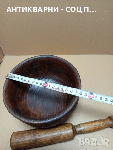 Соц Стара Дървена Резбована Купа Хаван Чукало За Подправки., снимка 11 - Антикварни и старинни предмети - 50659256