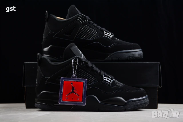 Уникални Редки Air Jordan 4 Retro“Black Cat'' All Black Маратонки Кецове Обувки Дизайнерски , снимка 1