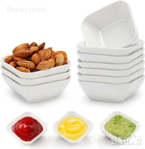 12 подреждащи се купички за дип, пластмасови купички за соев сос, закуски, барбекю, додправки
