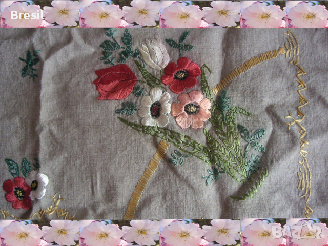 покривки за маса на една кука Бродирана покривка с цветя Тишлайфери Карета, снимка 1 - Покривки за маси - 36438328