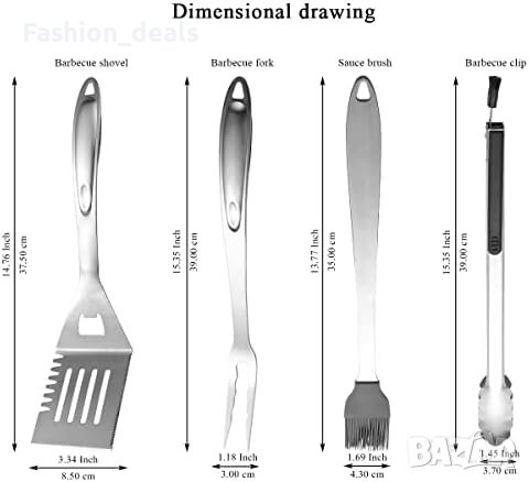 Нов Комплект аксесоари за грил 4 броя Неръждаема стомана/Барбекю на открито Къмпинг, снимка 2 - Други - 41395260