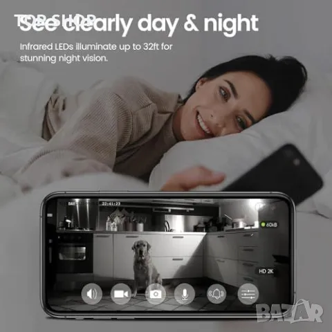 Нова WiFi охранителна камера с двупосочно аудио, 2K HD и интелигентно проследяване, снимка 5 - IP камери - 49923238