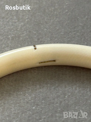 Рядка старинна гривна от истинска слонова кост със сребро , снимка 7 - Гривни - 53349263