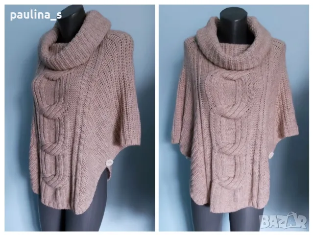 Два броя / Топло пончо тип пуловер / универсален размер , снимка 2 - Блузи с дълъг ръкав и пуловери - 44237207