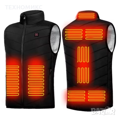 Електрически отопляем елек , 9 зони , Usb захранване,черен, снимка 8 - Елеци - 52259677