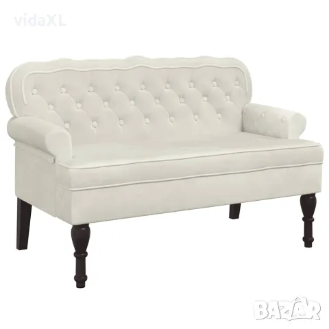 vidaXL Пейка с облегалка, кремава, 119,5x64,5x75 см, кадифе
