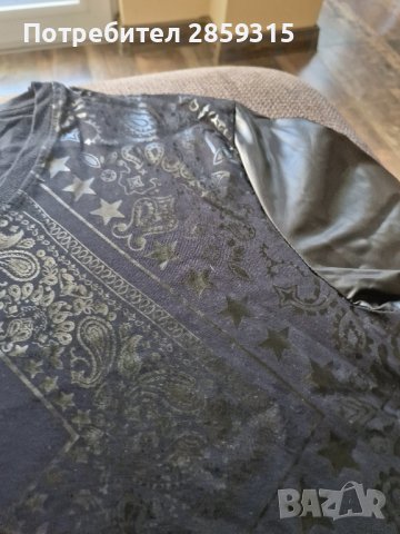 Луксозна мъжка тениска - M размер в черен цвят + еко кожа, снимка 4 - Тениски - 44031764