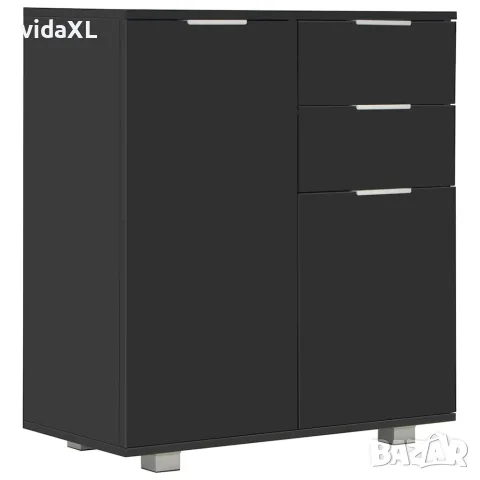 vidaXL Бюфет, сиво със силен гланц, 71x35x80 см, инженерно дърво