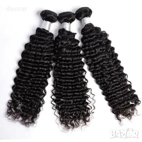 Комплект естествена бразилска коса PERISMODA Deep Wave, 41/46/51 см, снимка 2 - Продукти за коса - 55945928