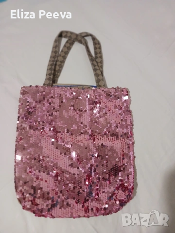 Чанта с паети в розов цвят., снимка 2 - Чанти - 53488628