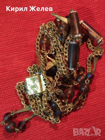 СТАРА РЕТРО АР НУВО СТИЛ ОГЪРЛИЦА БРОНЗ и КАТАЛИН с ПОЗЛАТА и ФИЛИГРАННА ЗАКОПЧАЛКА 36907, снимка 4 - Антикварни и старинни предмети - 40684793