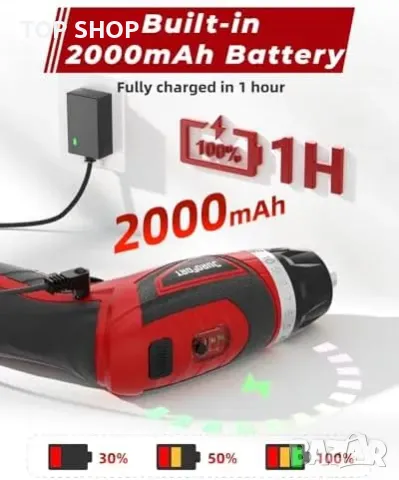 Нов DuroFort 8V Акумулаторен Винтоверт + 89 Аксесоара, LED, Гъвкав Вал, снимка 5 - Гедорета - 49641868