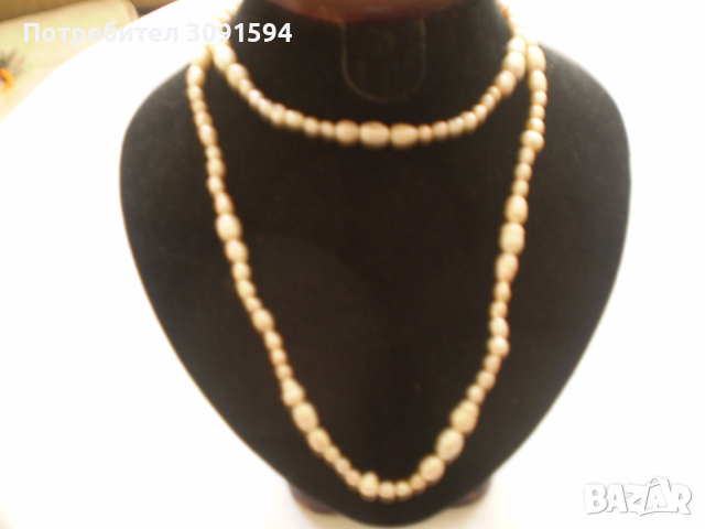  колие- огърлица гердан  от естествени бели речни перли изработва се ръчно, снимка 2 - Антикварни и старинни предмети - 36518484