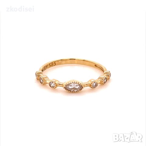 Златен дамски пръстен 1,44гр. размер:57 14кр. проба:585 модел:16699-3, снимка 1 - Пръстени - 40660460