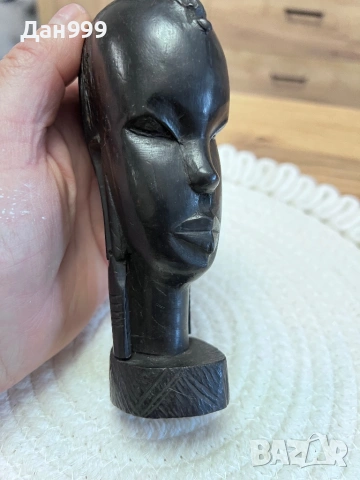 Африканска скулптура на женска глава, снимка 5 - Статуетки - 53350803