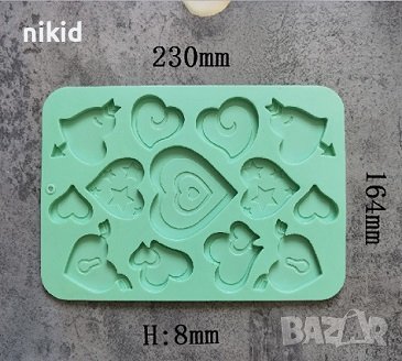 Сърце сърца ключалка силиконов молд форма фондан шоколад гипс декор , снимка 2 - Форми - 41270012