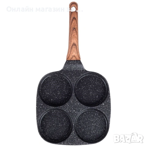 Тиган с 4 отделения за омлет, яйца на очи, палачинки и др. Незалепващо покритие, 19x19см 199009, снимка 3 - Съдове за готвене - 53230910
