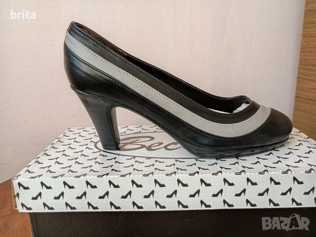 Нови! №37 Ест Кожа Обувки 8см ток

, снимка 2 - Дамски обувки на ток - 53043109
