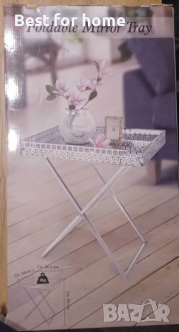 Сгъваема метална маса с огледален плот, снимка 2 - Маси - 41358505