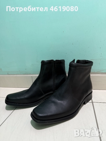 Мъжки кожени боти с цип – черни, номер 44, снимка 4 - Мъжки боти - 52056825