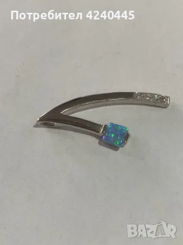 Сребърна висулка с опал, снимка 3 - Колиета, медальони, синджири - 50301929