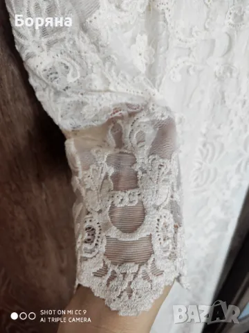 Mango нова с етикет дълга рокля екрю дантела, снимка 6 - Рокли - 49075917