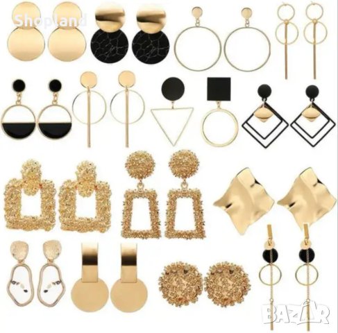 Комплект стилни дамски обеци - 15 чифта, снимка 1