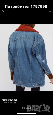 Дънково яке Зара М-Л, снимка 2 - Якета - 52209306