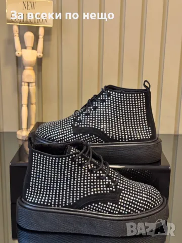 Дамски черни боти с кристали Код D1507, снимка 3 - Дамски боти - 48328908