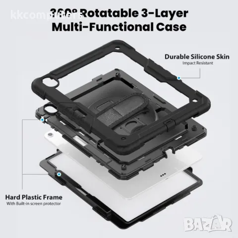 iPad Air 13 (2025) / (2024) Hybrid Tablet Case with Hand Grip & Strap TPU Силиконов Калъф и Протекто, снимка 7 - Калъфи, кейсове - 50030721