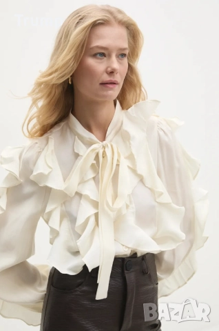 Неотразима риза ,вискоза,фербули, цвят екрю, стандарт, снимка 3 - Ризи - 52386554