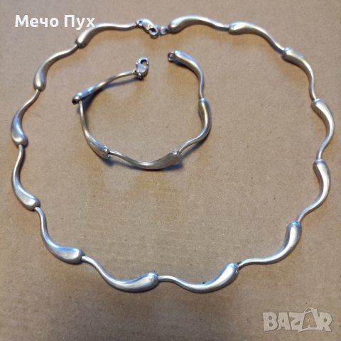 Сребърно двойно колие (187), снимка 3 - Колиета, медальони, синджири - 42392267