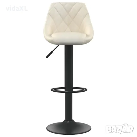vidaXL Бар табуретки, 2 бр, кремави, кадифе, снимка 4 - Столове - 56147108