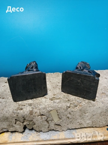 Фу кучета, чифт от китайски произход, от черен базалт върху основа., снимка 5 - Антикварни и старинни предмети - 53572057