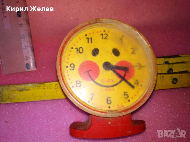 SLAVA MADE in USSR Стар ДЕТСКИ КОЛЕКЦИОНЕРСКИ РУСКИ БУДИЛНИК МЕХАНИЧЕН ЧАСОВНИК СЛАВА СССР 21994, снимка 10 - Антикварни и старинни предмети - 44540001