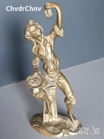 17см-2кг Capodimonte статуетка/Каподимонте бронзова фигура-декорация за каминен часовник