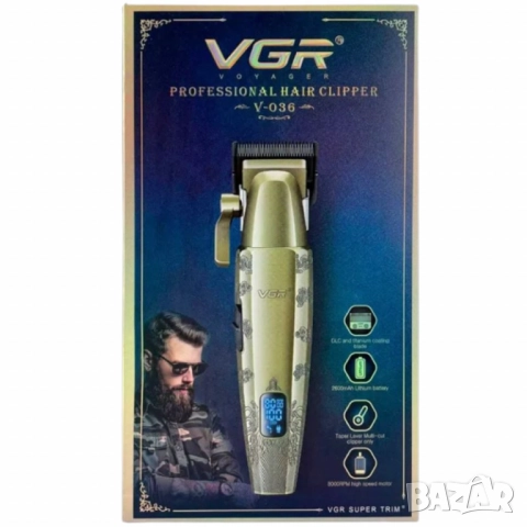 Професионална машинка за подстригване VGR V-036 с мощен мотор, титаниеви ножове и батерия 2600mAh, снимка 6 - Тримери - 52112881
