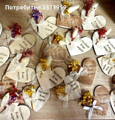 Дървени магнитчета подходящи за 8ми март , снимка 2 - Декорация за дома - 53247311